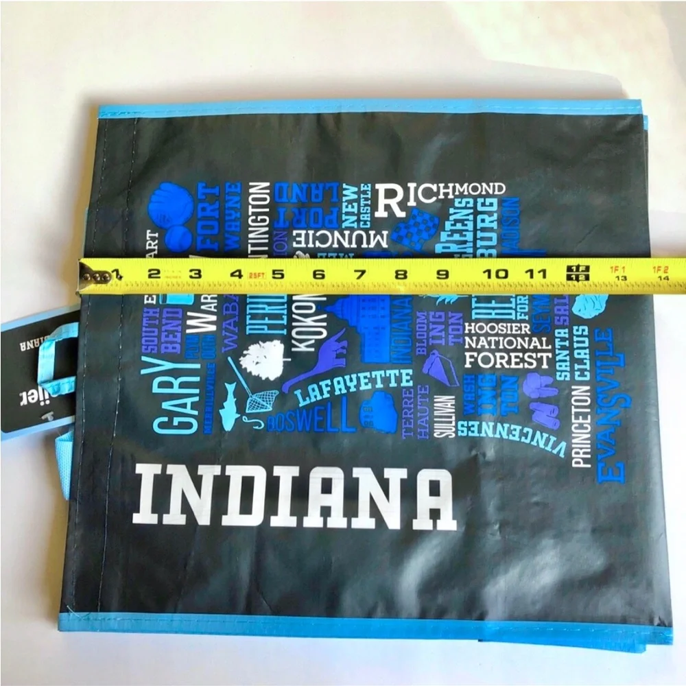 🌶️$5🌶️ NEW Reusable Grocery Bag INDIANA Cities Meijer 13 3/4” x 12 5/8” x 7 3/4”